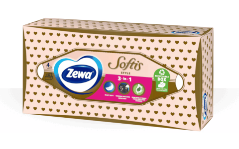 Consumabile din hartie - Șervețele faciale Zewa Softis Style Box, 4 straturi, 80 bucăți