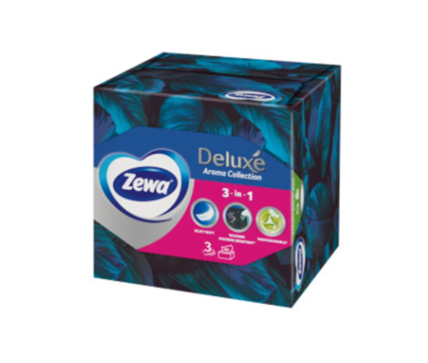 Consumabile din hartie - Șervețele nazale Zewa Deluxe 3in1 Aroma Collection, 60 bucăți
