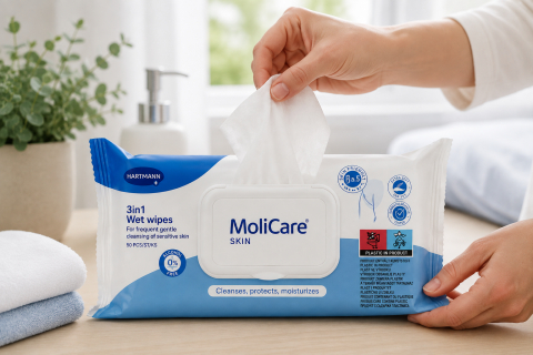Consumabile  incontinenta - MoliCare Skin Hartmann – Șervețele Umide pentru Îngrijirea Pielii, 50 Bucăți