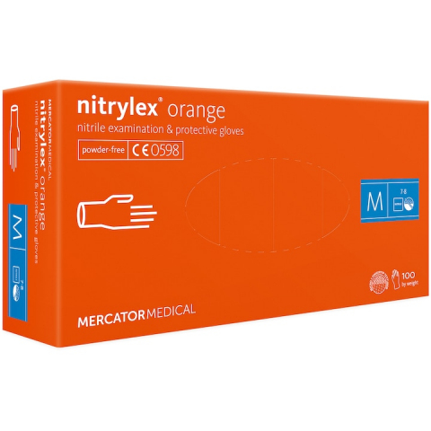 Set 100 bucati Manusi Nitrylex Orange, Nitril, nepudrate, portocaliu, marimea M [1]