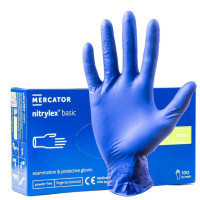 Manusi de nitril colorate - Set 100 Manusi Examinare Nitril, fara pudra, Nitrylex Basic,  Marimea M, Mercator