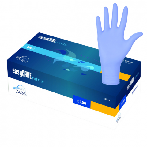 Manusi de nitril colorate - Set 100 Mănuși Nitril Nepudrate 3,5 g easyCare – Albastru XL