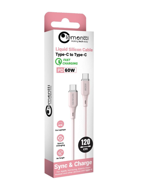 Cablu Lemontti Fast Charge 1.2m, 60W roz [2]