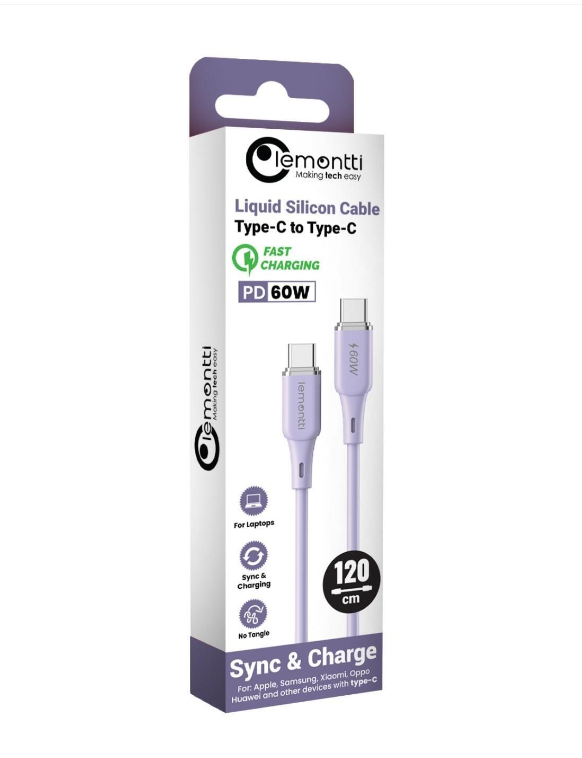 Cablu Lemontti Fast Charge 1.2m, 65W mov [2]