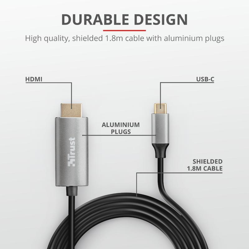 Cablu Trust Calyx USB-C - HDMI, negru [4]