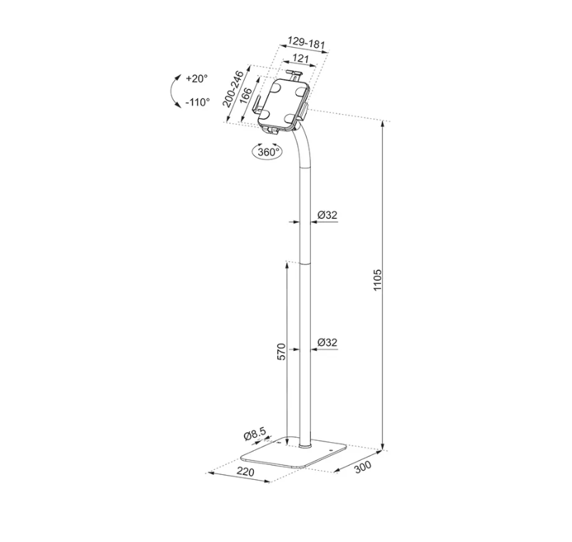 Stand podea NM 7,9"-11" 1kg alb [2]