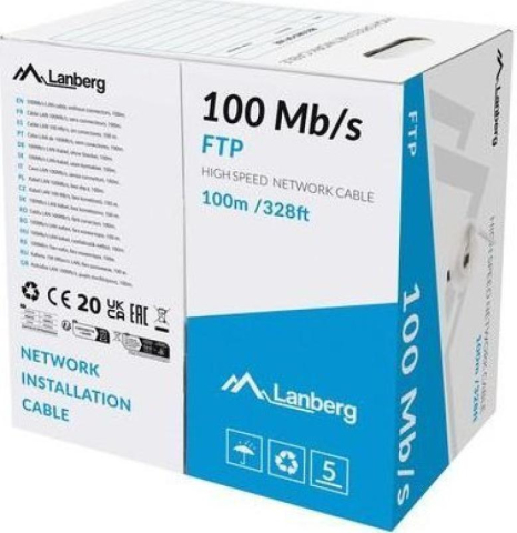 Cabluri HDMI - Cablu LANBERG LCF5-11CC-0100-S, RJ45/ RJ-45, 100M, Gri