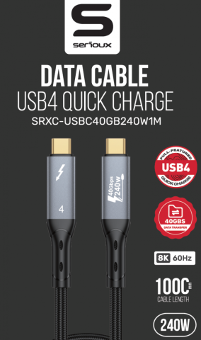 Cabluri HDMI - CABLU SERIOUX USB-C TO USB-C  NEGRU