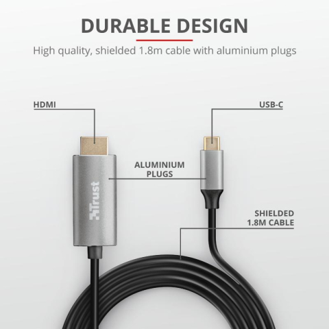Cablu Trust Calyx USB-C - HDMI, negru [3]