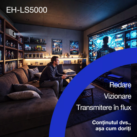 PROJECTOR EPSON EH-LS5000 LASER 4K, Tehnologie 3LCD, display 0.62", Luminozitate: 2.500 Lumeni, 1.250 Lumeni ECO, Rezolutie: 4K, Aspect ratio: 16:9, 8.294.400 pixeli, Contrast: > 3.000.000 : 1, Sursa  [2]