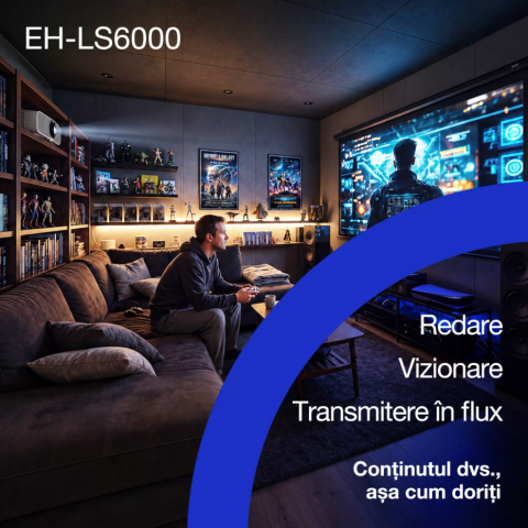 PROJECTOR EPSON EH-LS6000 LASER 4K, Tehnologie 3LCD, display 0.62", Luminozitate: 3.400 Lumeni, 1.700 Lumeni ECO, Rezolutie: 4K, Aspect ratio: 16:9, 8.294.400 pixeli, Contrast: > 3.000.000 : 1, Sursa  [2]