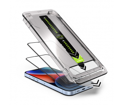 Apple iPhone,Folie de protectie Ecran Techsuit TitanGlass, Sticla Securizata, Full Glue, Set 2 bucati, Neagra [3]