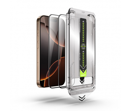 Apple iPhone,Folie de protectie Ecran Techsuit TitanGlass, Sticla Securizata, Full Glue, Set 2 bucati, Neagra [2]