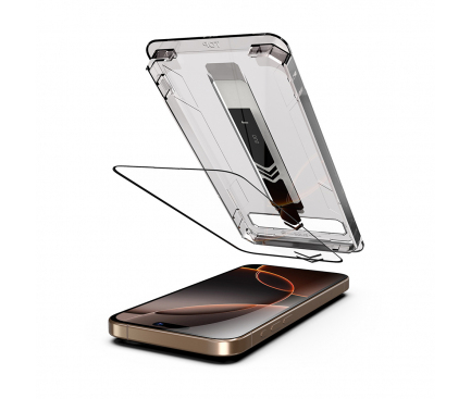 Apple iPhone,Folie de protectie Ecran Techsuit TitanGlass, Sticla Securizata, Full Glue, Set 2 bucati, Neagra [1]
