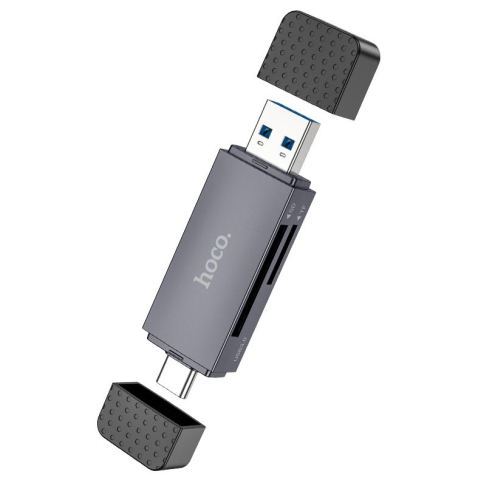 Accesorii - Cititor Card USB 3.0  USB-C HOCO HB45, SD - microSD, Gri