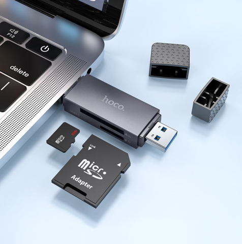 Cititor Card USB 3.0  USB-C HOCO HB45, SD - microSD, Gri [4]