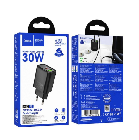 Incarcator Retea HOCO N63, 30W, 3A, 1 x USB-A - 1 x USB-C, [2]