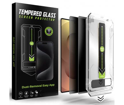 Folii Protectie Telefoane - (SAMSUNG)Folie de protectie Ecran  Privacy Techsuit TitanGlass CrystalHD, Sticla Securizata, Full Glue, Set 2 bucati