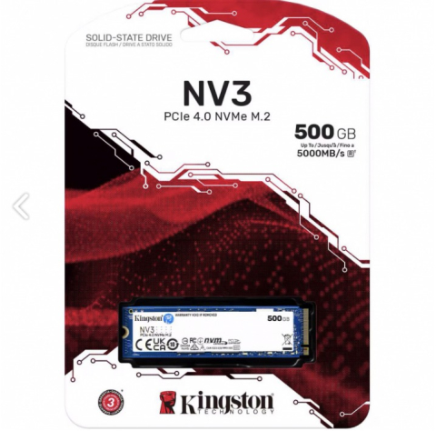 Solid State Drive (SSD) Kingston NV3, 500GB, NVMe M.2 2280, PCI SNV3S/500G-SSD [2]