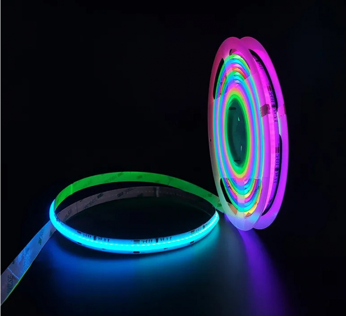 Digitális COB LED szalag 420 LED/m • 24V • 10W • RGB WS2811 IC • IP20 • 10 mm [3]