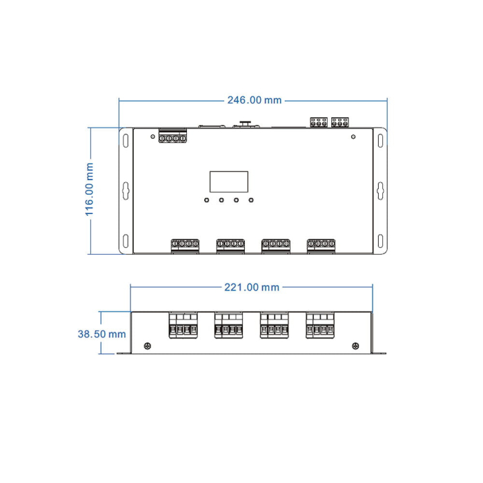 DMX512 LED vezérlő – 12 csatorna – 12–24V DC, 12×5A – OLED kijelző – DMX dekóder/Master – D12A [4]