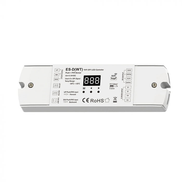 LED lépcső-/folyosóvezérlő PIR érzékelőkkel (WiFi) – digitális LED szalagokhoz – 15 A • 5–24 V DC • 960 pixel – ES-D (WT) [3]