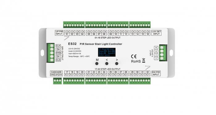 ES32 LED lépcsővezérlő két mozgásérzékelővel – 32 csatornás [2]