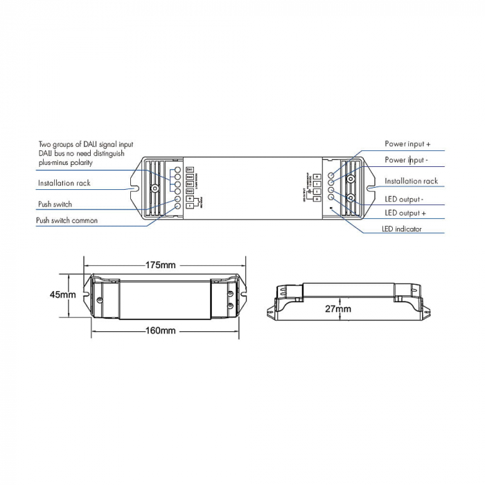 DALI LED vezérlő – Mono – 12–24V DC – 15A – DA1 [3]