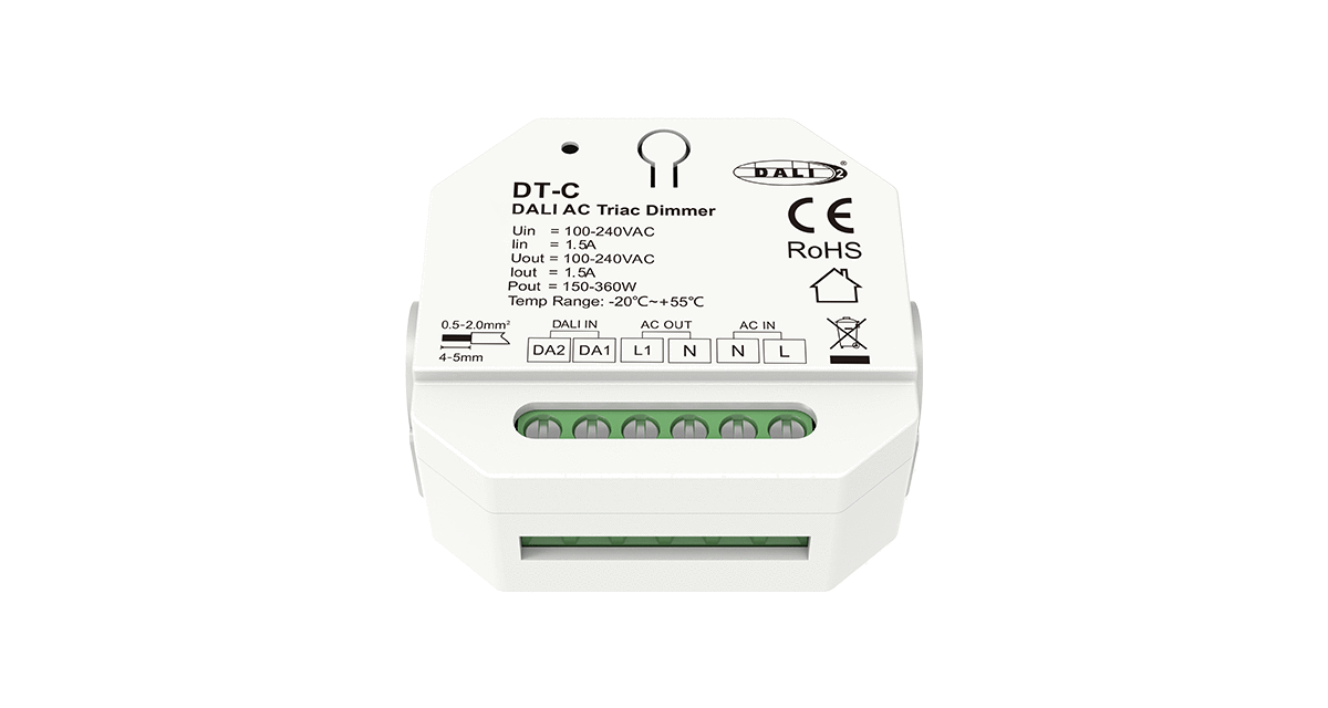 LED Triac meghajtó (DALI) – dimmer 230 V AC izzókhoz, 200 W – DIN sín – DT-C [3]