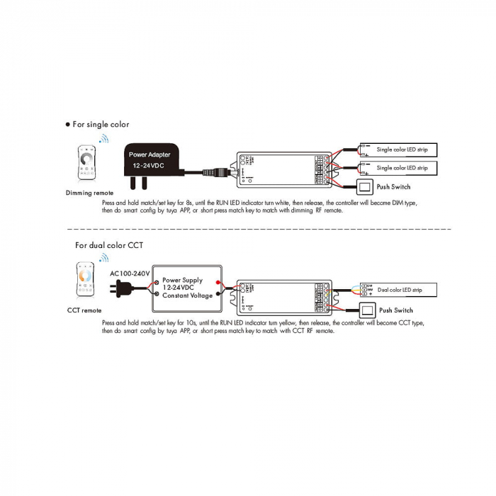 2 az 1-ben LED vezérlő (WiFi) – Mono / CCT – 12–36V DC – 10A – Alexa / Tuya – WT1 [3]