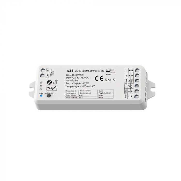 5 az 1-ben LED vezérlő (ZigBee) – Mono / CCT / RGB / RGB+CCT – 12–24V DC – 15A – Tuya – WZ5 [3]
