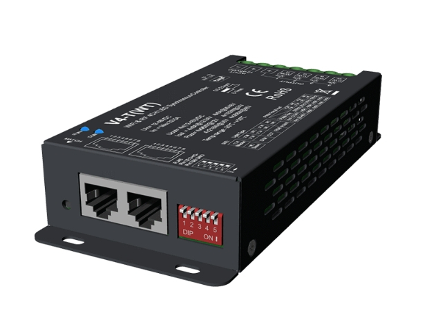 DMX512 LED vezérlő (WiFi) – MONO / CCT / RGB / RGB+W – 12–48V DC, 4×8A – RJ45 – V4-T(WT) [2]