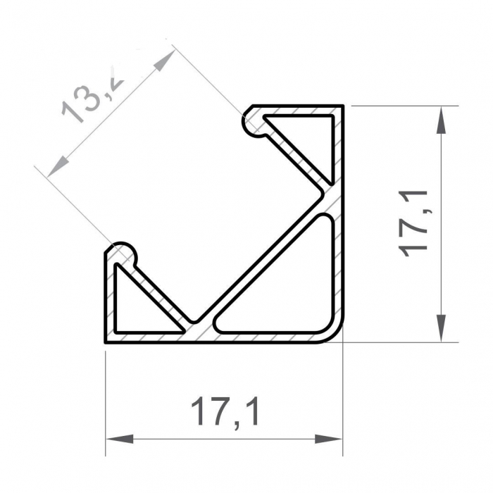P3-1 grafit színű alumínium sarok LED profil – 2 m [2]
