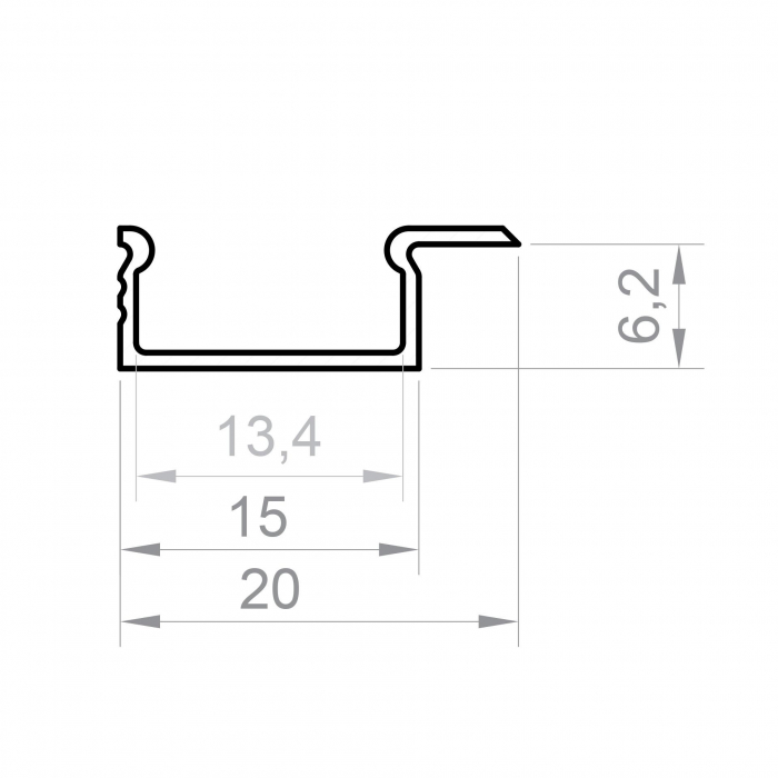 LED profil P6-½ – Fehér alumínium, 2 m [2]