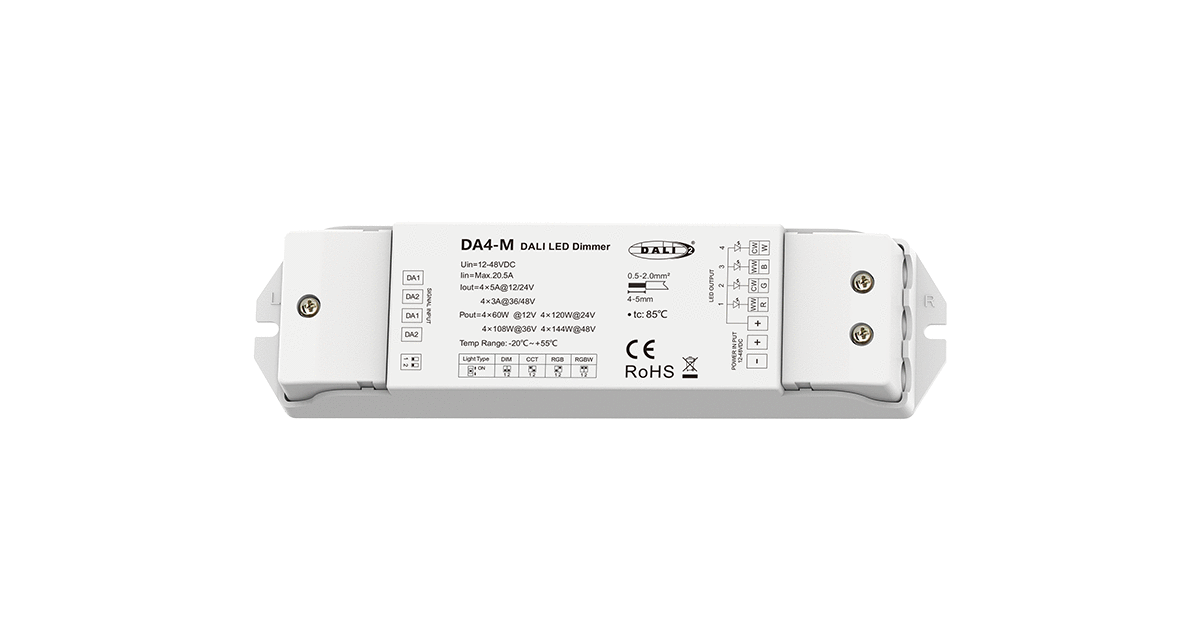 DALI LED vevő – Mono/CCT – 12–24V DC – 4×5A – DT8 – DA4-M [2]