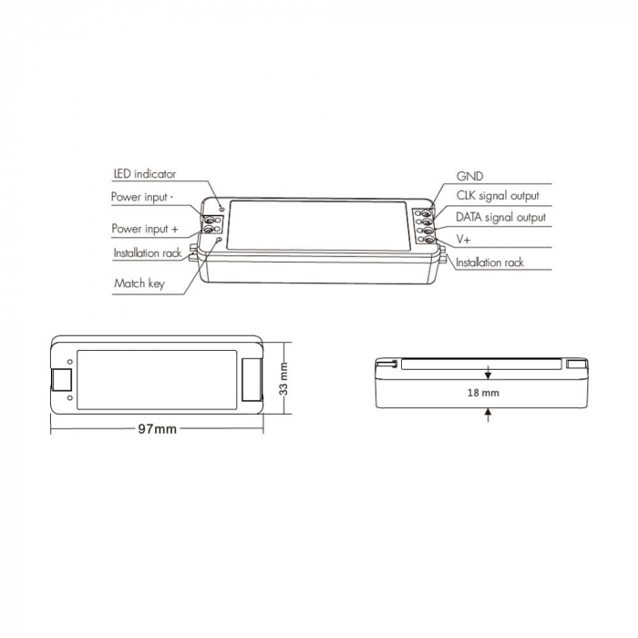SPI LED vezérlő – RGB – digitális LED szalagokhoz – 8A, 5–24V DC – SC [3]