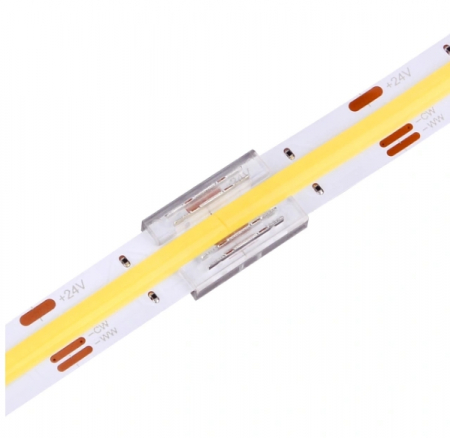LED csatlakozók - Átlátszó CCT COB LED szalag csatlakozó – 10 mm, 3 pólus, 5,5 A