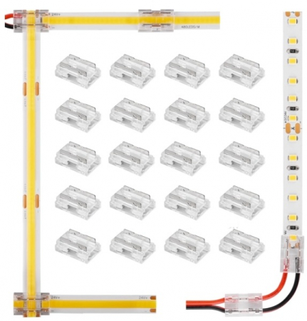LED csatlakozók - Átlátszó PC LED szalag csatlakozó 9 az 1-ben SMD és COB LED szalagokhoz – 8 mm