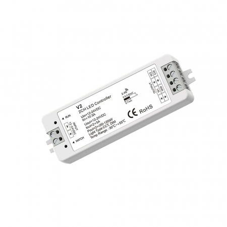LED szalag vezérlők - LED vezérlő – CCT – 12–24 V DC, 2×5 A – V2