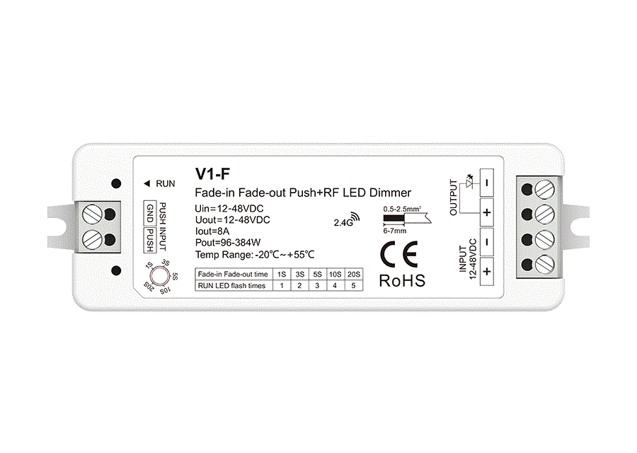 LED vezérlő – Mono – 12–48 V DC, 1×8 A – V1-F [2]