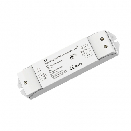 RF RGB / RGBW vezérlőrendszer - LED vezérlő – MONO / CCT / RGB – 110–240 V AC, 3×1 A – S3