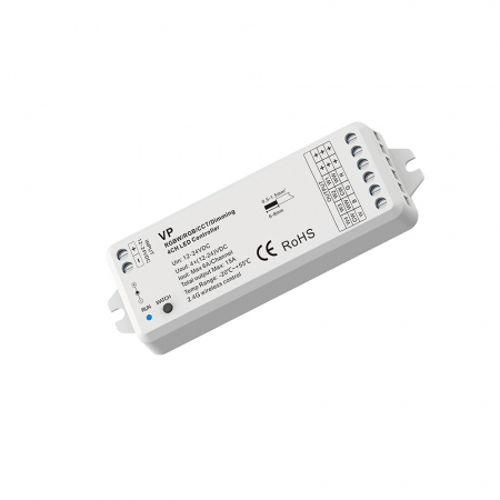 RF RGB / RGBW vezérlőrendszer - LED vezérlő – MONO / CCT / RGB / RGB+W – 12–24 V DC, 4×4 A – VP