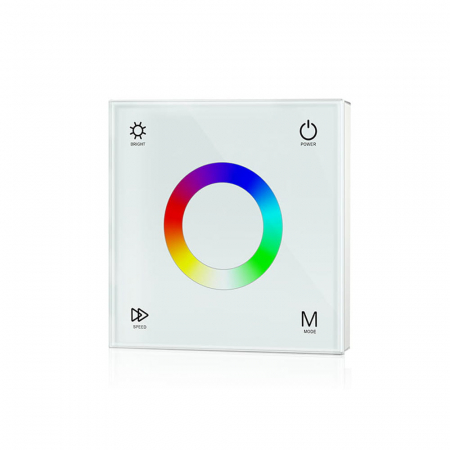 RF RGB / RGBW vezérlőrendszer - Falra szerelhető LED vezérlő – RGB – 1 zóna – 12–24 V DC, 12 A – T3(W)