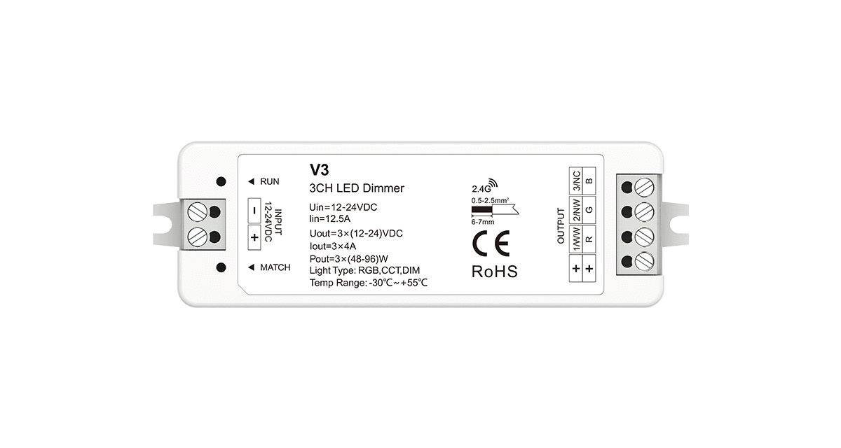 LED vezérlő – RGB – 12–24 V DC, 3×4 A – V3 [1]