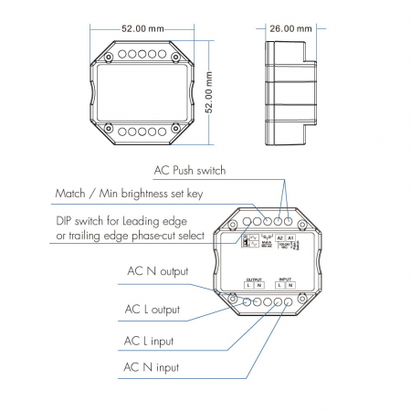 LED Triac vezérlő – dimmer 230 V AC izzókhoz, 200 W – S1-B [2]