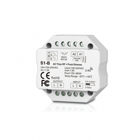 TRIAC sorozat - LED Triac vezérlő – dimmer 230 V AC izzókhoz, 200 W – S1-B