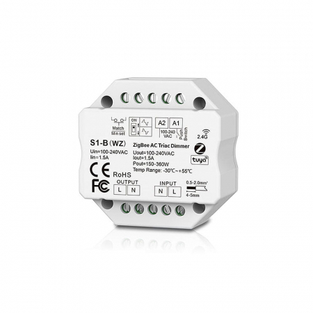 TRIAC sorozat - LED Triac vezérlő (ZigBee) – dimmer 230 V AC izzókhoz, 200 W – S1-B (WZ)