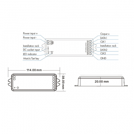 SPI LED vezérlő (WiFi) – digitális LED szalagokhoz – 8A, 5–24V DC – 1000 pixel – WT-SPI [1]