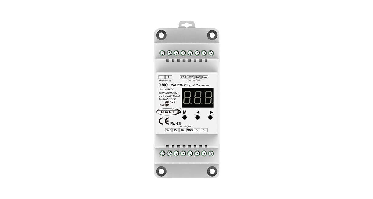 DALI/DMX512 vezérlőjel-átalakító – 12–48V DC – DIN sínre szerelhető – DMC [1]