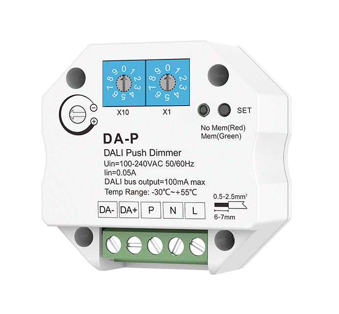 DALI sorozat - DALI vezérlőjel-átalakító (Push AC) – Csengővezérlés – Mono – 230VAC – DA-P